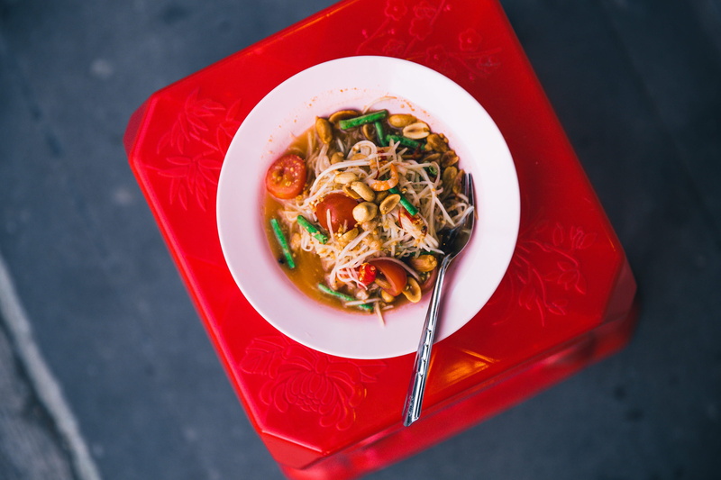 healthy eating, meal, table, serving size, wellbeing, ready-to-eat, food, gourmet, plated, vegetable, sauce, plate, thai, chicken, still life, red, spoon