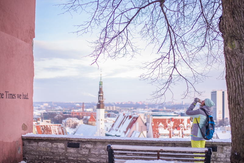 quote, tallinn, bare tree, sky, men, woman, bench, wooden, tree, one person, roof, plant, view, beside, communication, traveler, winter, building exterior