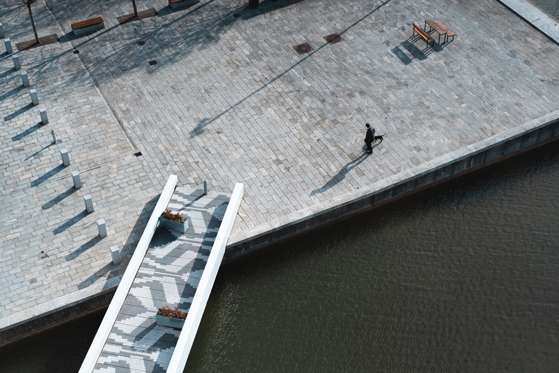 architecture, standing, 5K, one person, outdoors, men, nautical vessel, aerial, photography, person, mode of transportation, near, wood - material, sunlight