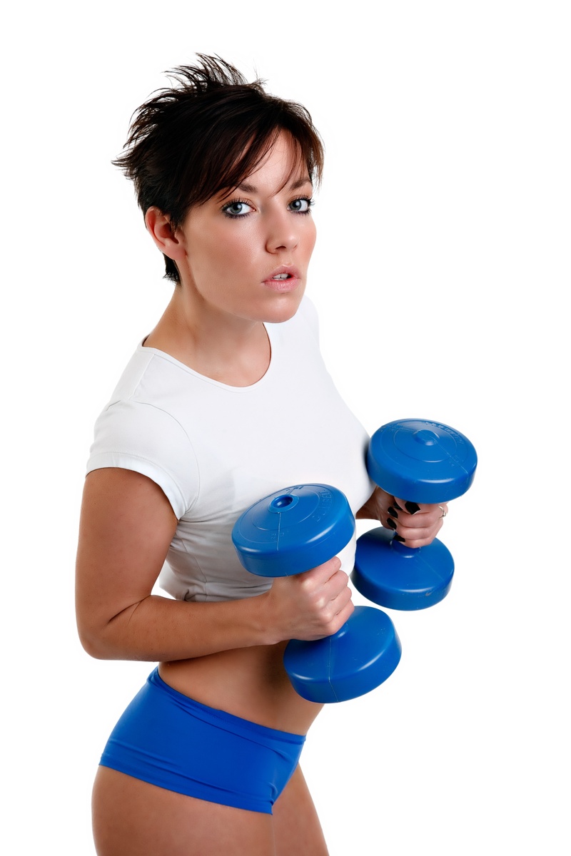 gym, clothing, women, lifestyles, bodybuilding, exercise, cut out, fit, white, holding, one person, blue, active, strong, woman, sportive, sport, pair