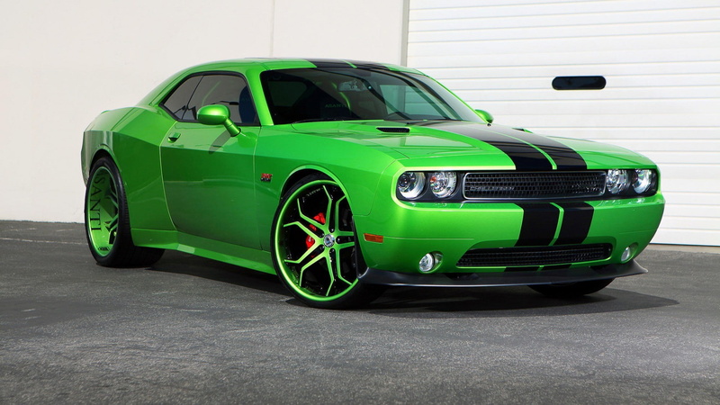 1080P, green cars, car, Dodge Challenger
