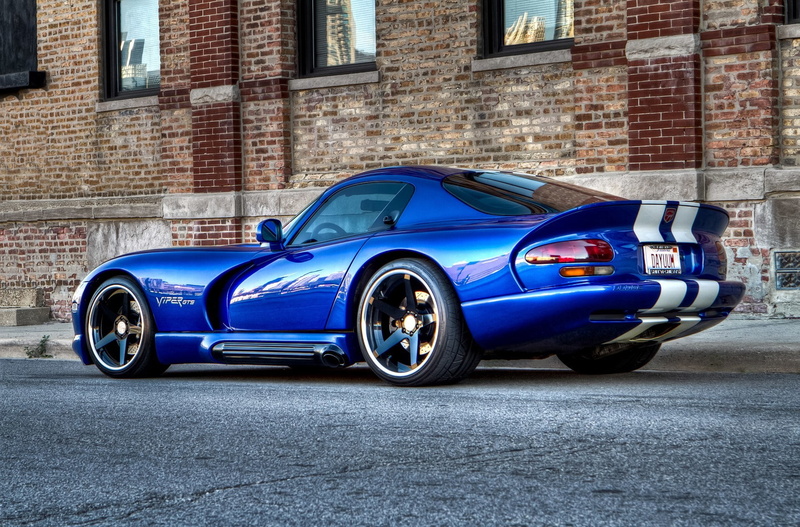 vintage car, stationary, viper, brick, no people, brick wall, wall, dodge viper, 1080P, Viper GTS 04, blue, car, architecture, mode of transportation