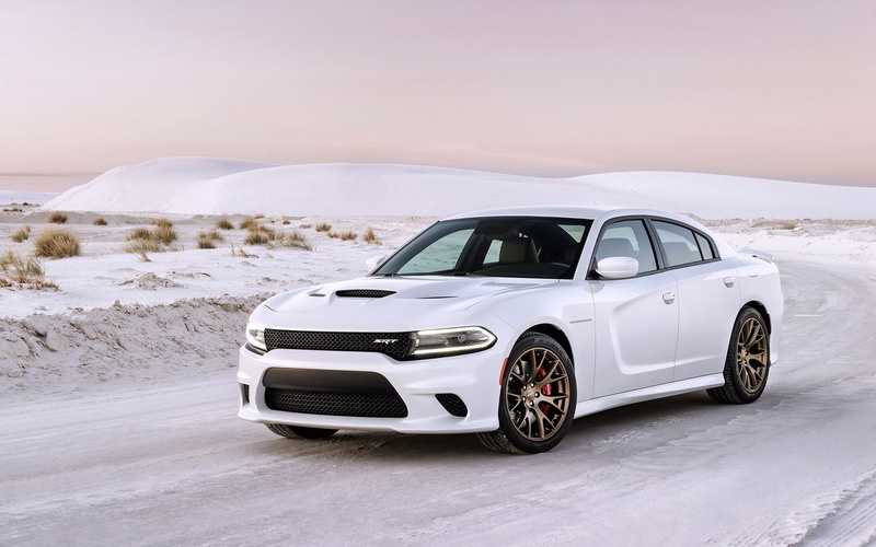road, winter, 2K, car, snow, Dodge Charger Hellcat