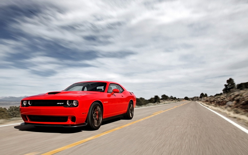 red, direction, travel, Dodge Challenger, speed, mode of transportation, motion, motor vehicle, land vehicle, road, blurred motion, nature, cloud - sky
