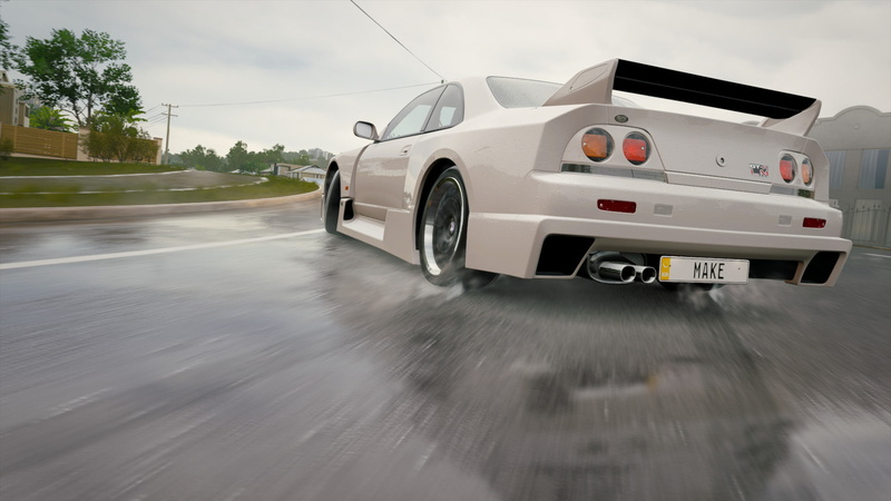 Nissan Skyline GT-R, Forza Horizon 3, Forza Motorsport, White Car, 1080P, Rain, City, Drifting