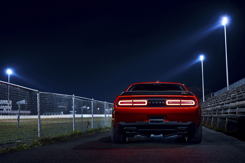 sportcar, red, 2K, Demon, Challenger, SRT, Night, 2018, musclecar