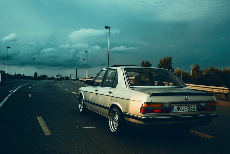 cloud - sky, sports, lighting equipment, 720P, transportation, old car, rain, motion, motor vehicle, evening, sky, day, BMW, street, sedan, street light