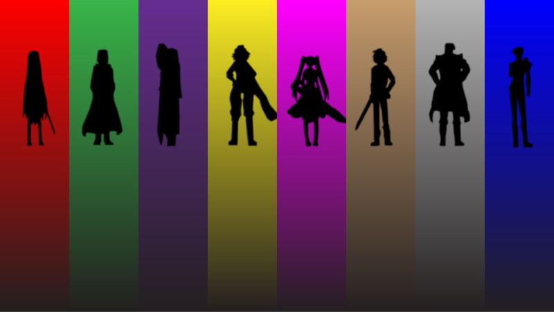 full length, colored background, males, silhouette, adult, 1080P, women, ga, business, purple, akame, kill, coworker, Anime, multi colored