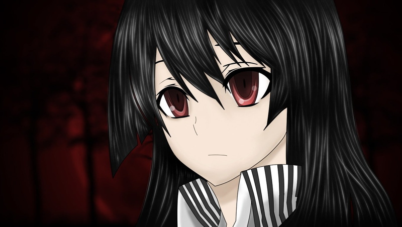 red, akame, hair, akame ga kill, ga, black hair, black, eyes, red eyes, 720P, kill
