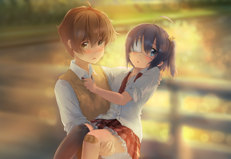 koi, short, shimizu, ribbons, takanashi, eyepatch, togashi, rikka, seifuku, shitai, 1080P, chuunibyou, yuuta, hair, demo