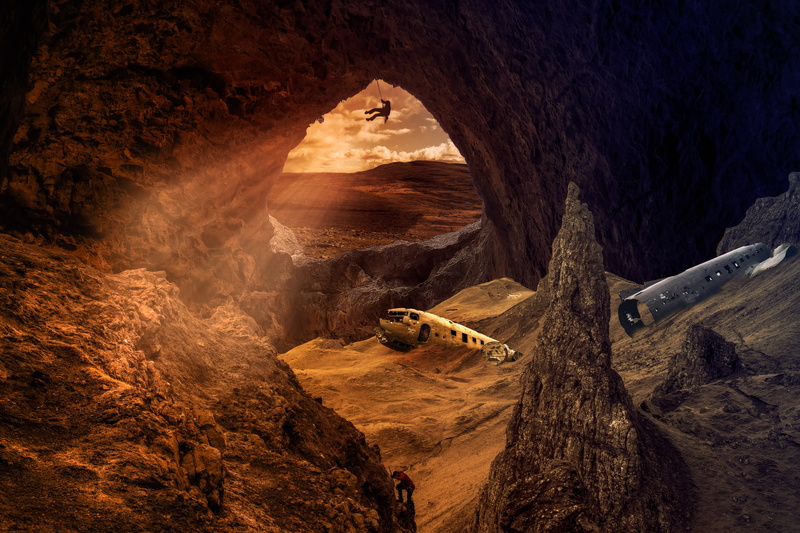 mountains, beauty in nature, hanging, night, eroded, 5K, tranquil scene, animal themes, obsolete, rock - object, non-urban scene, mystery, cliff, historical
