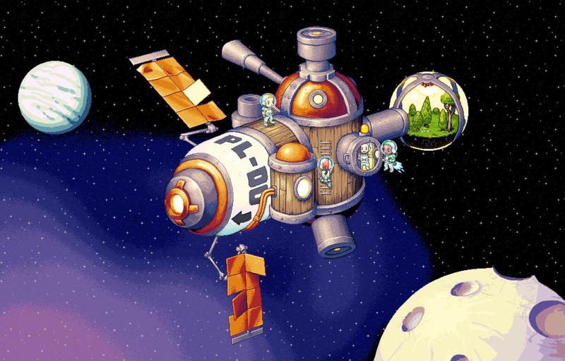 pixel, space station, space, art, 480P, spineworld, pixel art, 1250x800, station, astronaut