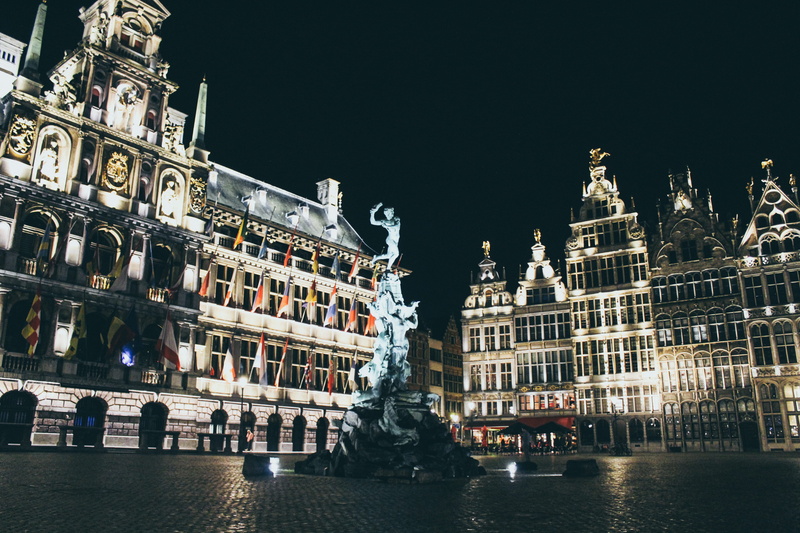 europe, travel destinations, human representation, antwerpen, night, tourism, building, representation, winter, travel, art and craft, 2K, statue, canal