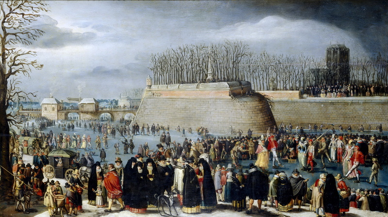 picture, winter, Ice Carnival in Antwerp, landscape, people, 1080P, Denis Van Alsloot