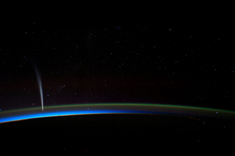 long exposure, sky, light beam, Iss, from iss, futuristic, multi colored, horizon, speed, beauty in nature, outdoors, illuminated, tail, streaking, lovejoy