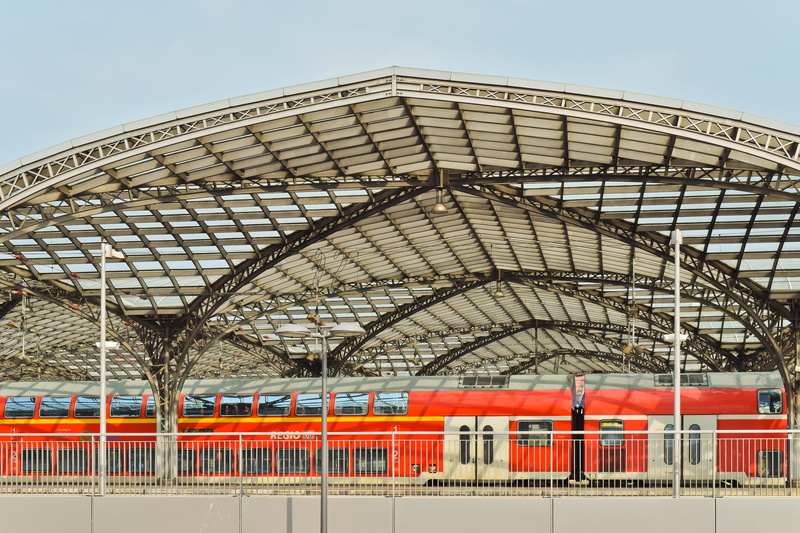 travel destinations, urban, aluminium, structure, hall, railway station, built structure, design, alloy, steel, station, no people, cologne, building, modern