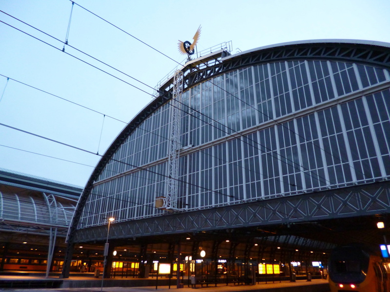 roof construction, building, central station, amsterdam, business, travel, low angle view, sky, city, railway station, clear sky, nature, hall, 4K, built structure