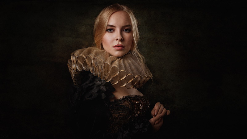 720P, Victoria Pichkurova, dark, portrait, face, blonde, women, Georgy Chernyadyev