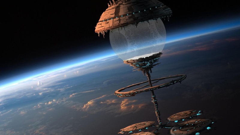 orbital, stations, fantasy, orbital stations, space, surface, planets, surface of planets, 1080P, space fantasy