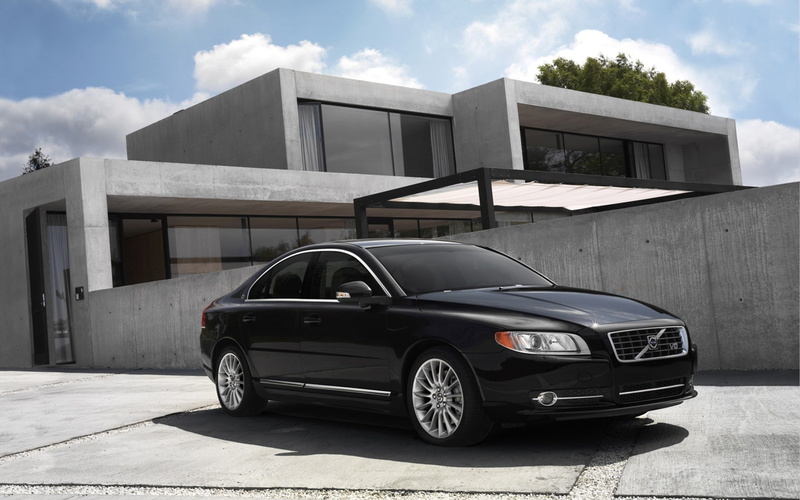 1080P, outdoors, car, black car, black, volvo s80, s, volvo