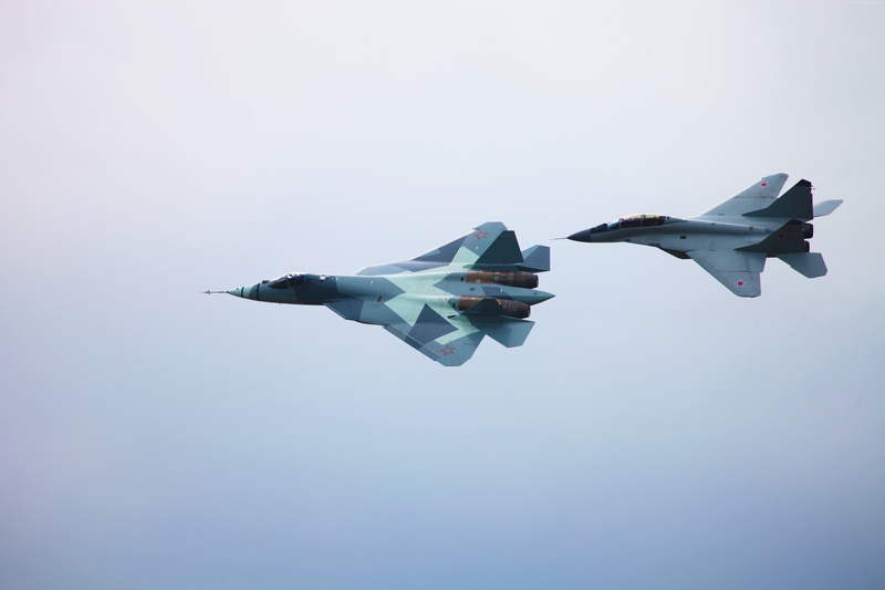 Mig-29m2, Sukhoi T-50, air force, fighter aircraft, Russian army, red star, 5K