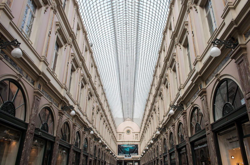 galeries, no people, belgium, architecture and art, arcade, saint-hubert, city, royal, light, low angle view, brussels, diminishing perspective, 4K, roof