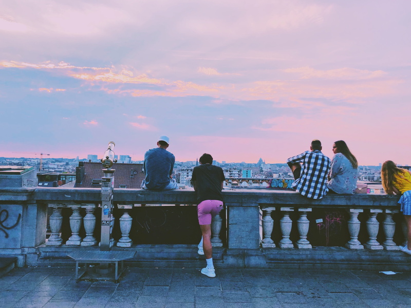 belgique, background, cloud - sky, sky, cotton candy, cityscape, brussels, sunset, city, full length, sunrise, people, dusk, belgium, balustrade