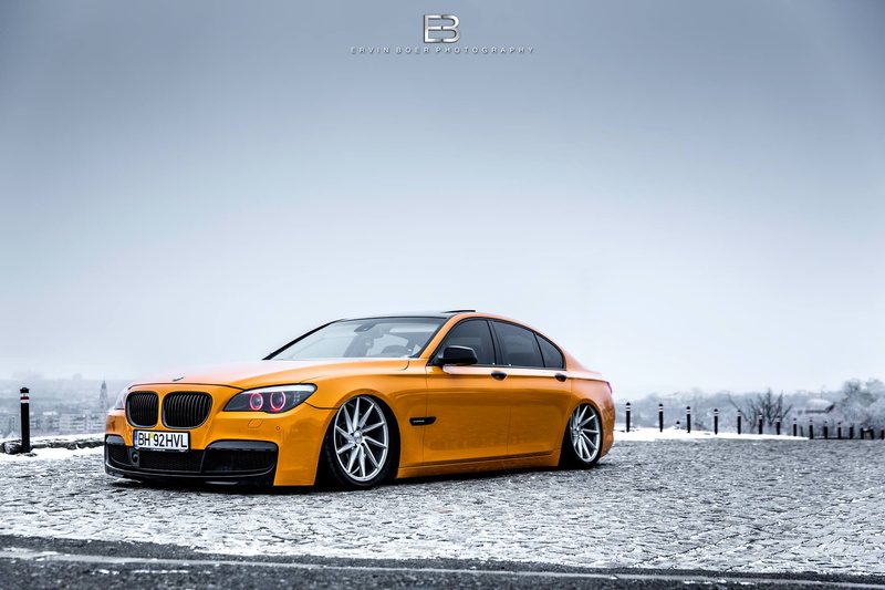 sky, taxi, land vehicle, travel, winter, clear sky, motor vehicle, cold temperature, BMW 7 Series BAGGED, Vossen CVT, mode of transportation, transportation