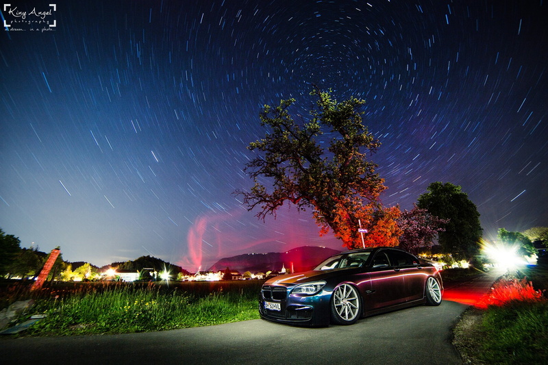 astronomy, land vehicle, motor vehicle, mode of transportation, long exposure, star - space, BMW 7 Series, BMW 7 Series BAGGED, transportation, tree, 1080P