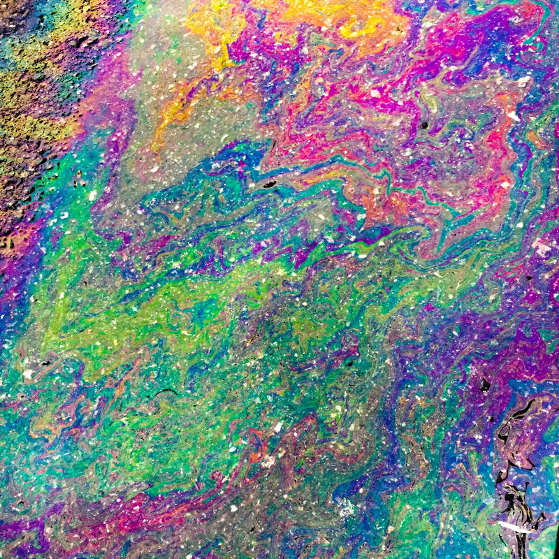 industry, high angle view, 720P, fossil fuel, pollution, motor oil, nature, oil spill, no people, environmental issues, oil, rainbow, full frame, outdoors