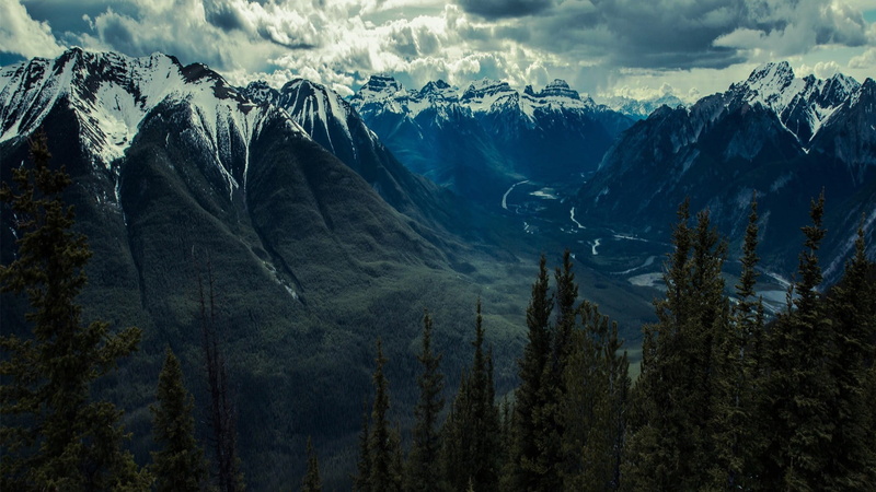 winter, mountains, beauty in nature, 1080P, cold temperature, snowcapped mountain, mountain range, coniferous tree, plant, land, tranquility, filled, snow