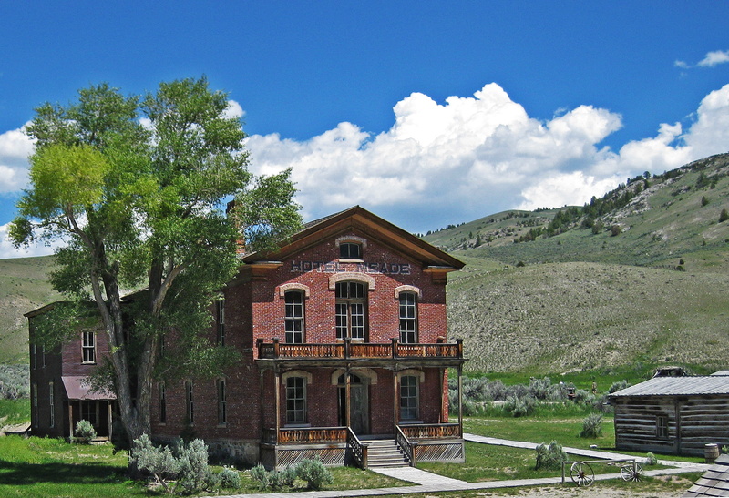 travel, house, bannack, history, scenery, blue, plant, building exterior, no people, outdoors, built structure, montana, nature, hotel, 2K, cloud - sky
