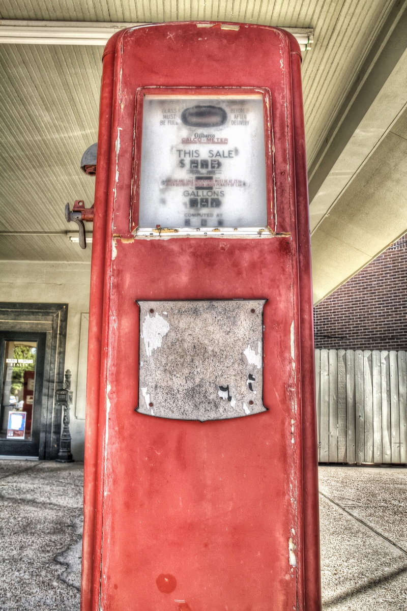 abandoned, red, wall - building feature, day, outdoors, number, symbol, old fashion, equipment, gas pump, metal, building exterior, gasoline, 2K, architecture