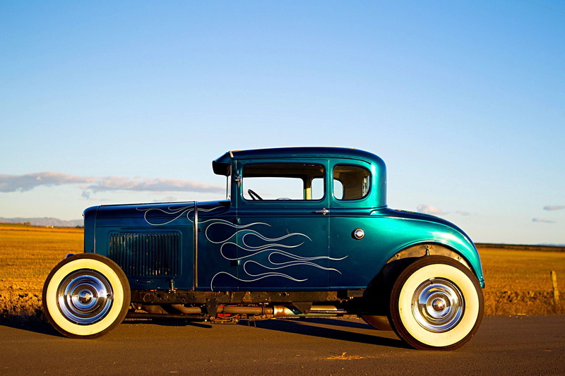 land, no people, sky, clear sky, hotrod, rod, vintage car, model, metal, nature, stationary, vintage, motor vehicle, land vehicle, custom, blue, retro styled