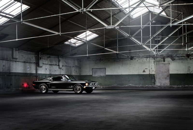 Car, Muscle, Classic, 1080P, Mustang, Black, Ford, Fastback, Warehouse