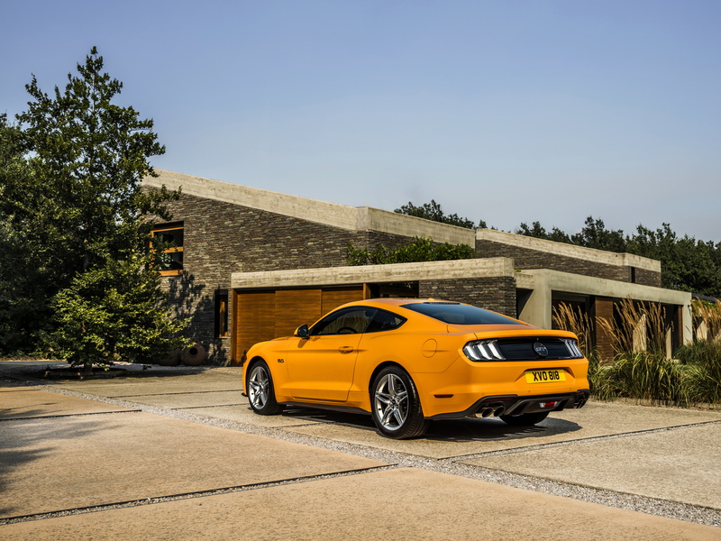 fastback, Ford, Parking, 2018, orange, 5K, Mustang GT 5.0