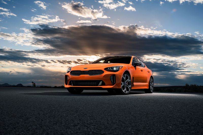 2020, 4K, fastback, Kia, orange, clouds, the five-door, GTS, Stinger