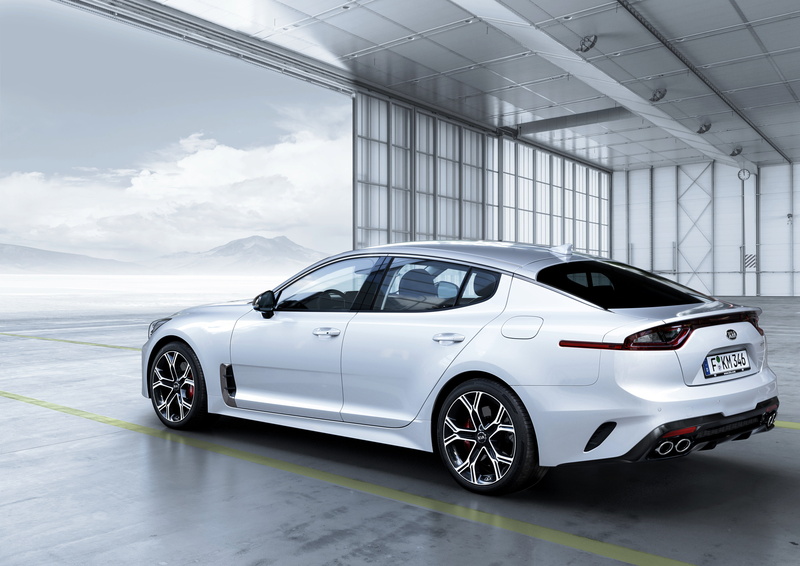white, KIΛ, gate, KIA, the five-door, Stinger GT, fastback, 4K, Stinger