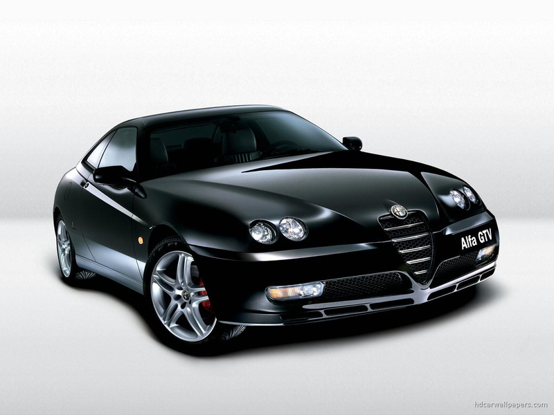 black, alfa, cars, coupe, 720P, gtv, alfa romeo, romeo