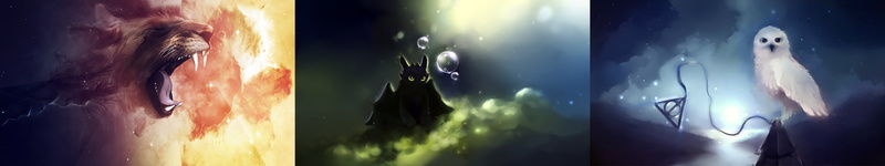 dessin, mignon, cute, multiple, screen, lion, owl, drawing, draw, chauve-souris, hibou, monitor, souris, tripple, chauve, 5K, apofiss, bat, multi