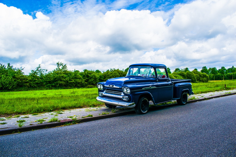 outdoors, nature, mode of transportation, retro styled, classic, rod, old, Pickup, sky, vehicle, american, apache, plant, road, green color, land vehicle