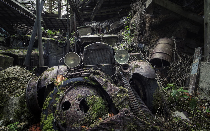nature, abandon, classic, 1080P, car, hd, deserted, overgrowth