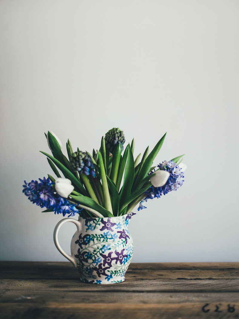 vulnerability, wooden, wood, flower arrangement, hyacinth, tulips, beauty in nature, surface, flower head, bunch, 4K, bloom, white, vase, blue, lavender