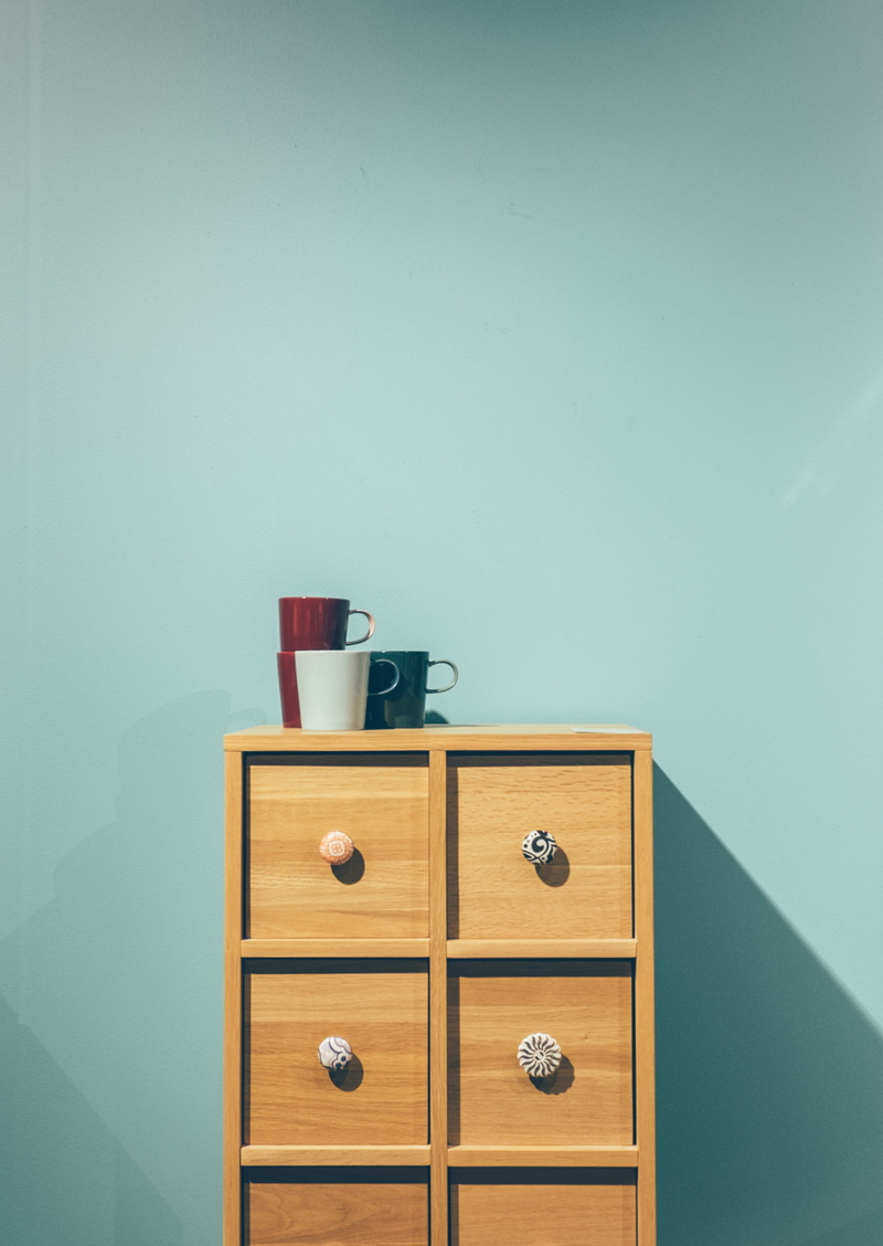 minimal, brown, indoors, drink, book, pastel, copy space, coffee, turquoise colored, top, table, design, ceramic, drawer, interior, red, coffee - drink