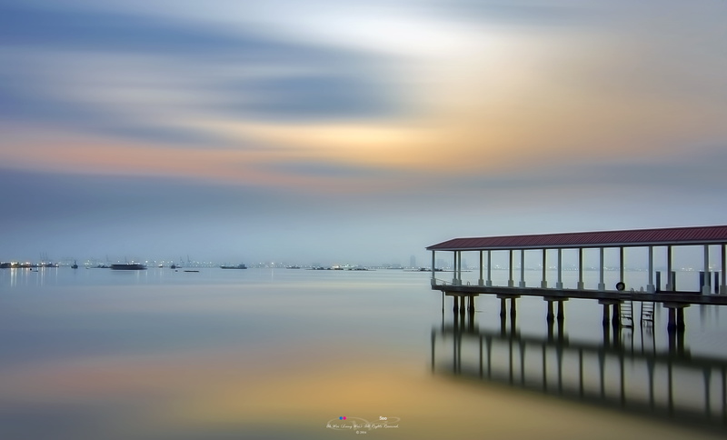 日出, Ah, 4K, f2.8, Sunset, nature, 16mm, 海, wooden bridge, pier, 蓝, 海岸, Reflection, Landscape, 云, black, Long Exposure, lake, Sunsets, 海洋, outdoors, George Town Penang