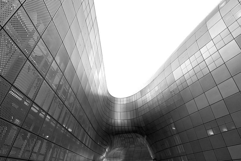 lights, place, office, directly below, facade, building exterior, korea, outdoors, design plaza, glass - material, wall - building feature, city, zaha hadid