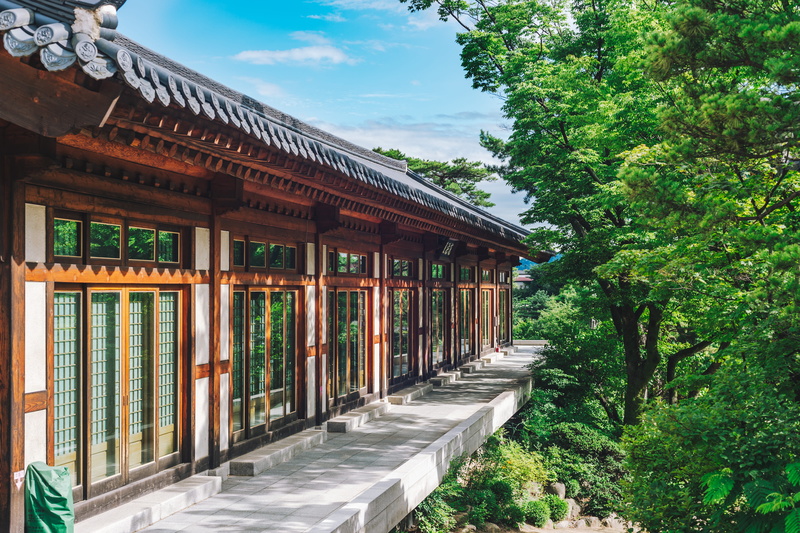 green color, outdoors, footpath, composition, home, communication, 4K, oriental, korea, building, tradition, tree, hanok, south korea, house, traditional