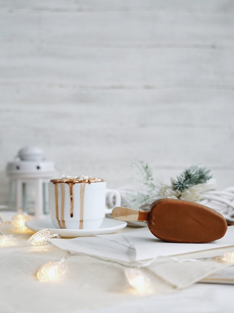 mug, plant, no people, saucer, jar, sweet, creme, table, cake, beverage, still life, potted plant, white, coffee, indoors, cream, crockery, spoon, wood - material