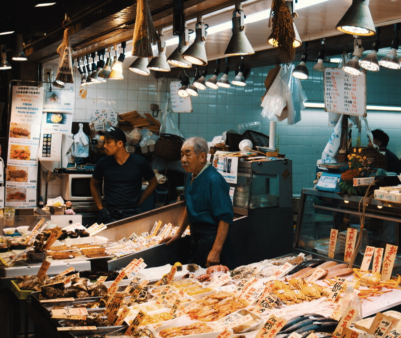fish stall, retail, working, choice, small business, sale, occupation, market, retail display, for sale, food, person, man, standing, beside, adult, consumerism