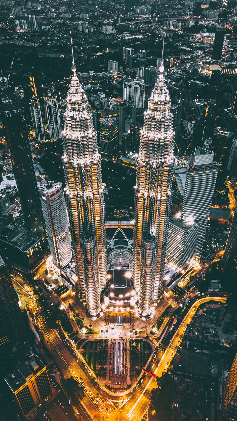 illuminated, asium, petronas, city, residential district, twin, tall - high, built structure, skyline, outdoors, 2K, tower, tourism, lights, building